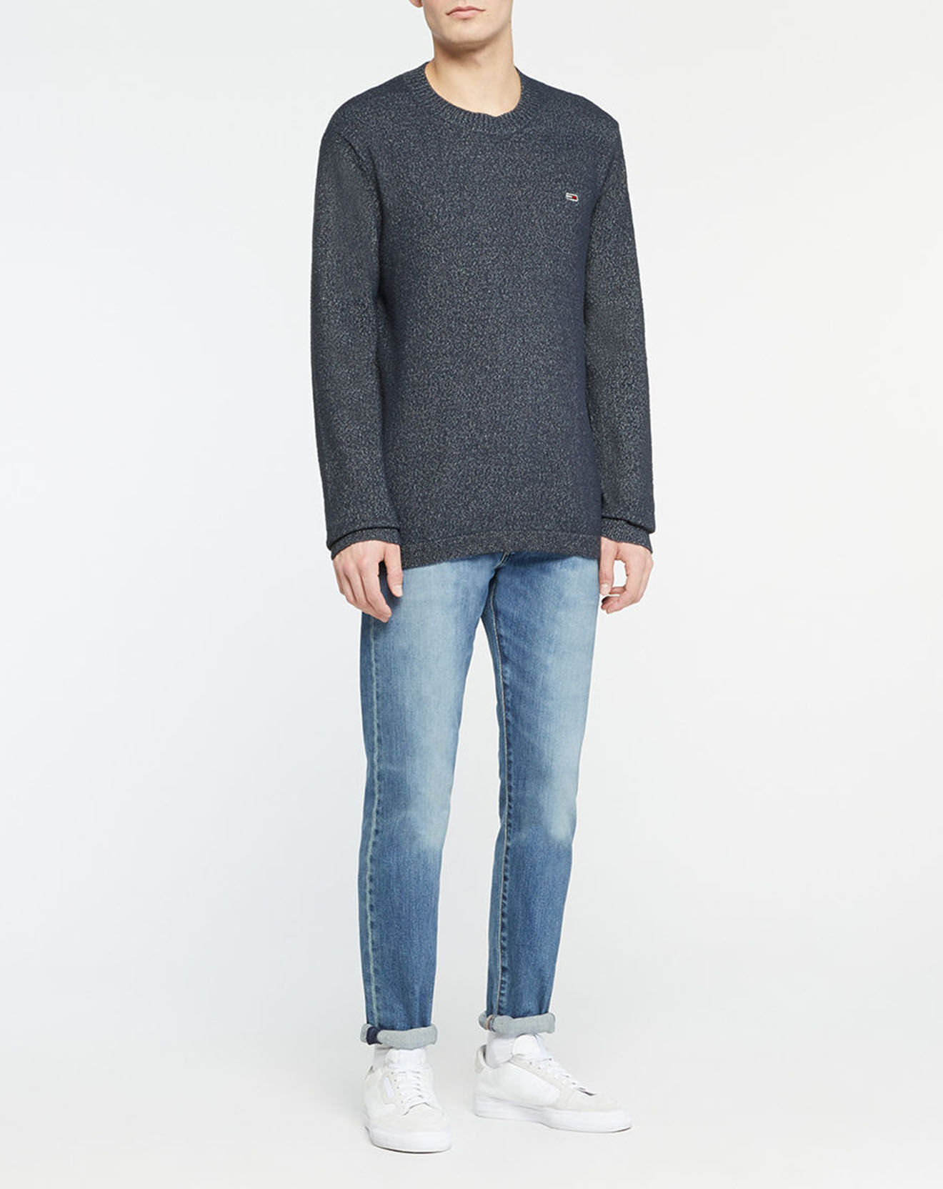 Tommy Jeans Pull Chenille bleu marine