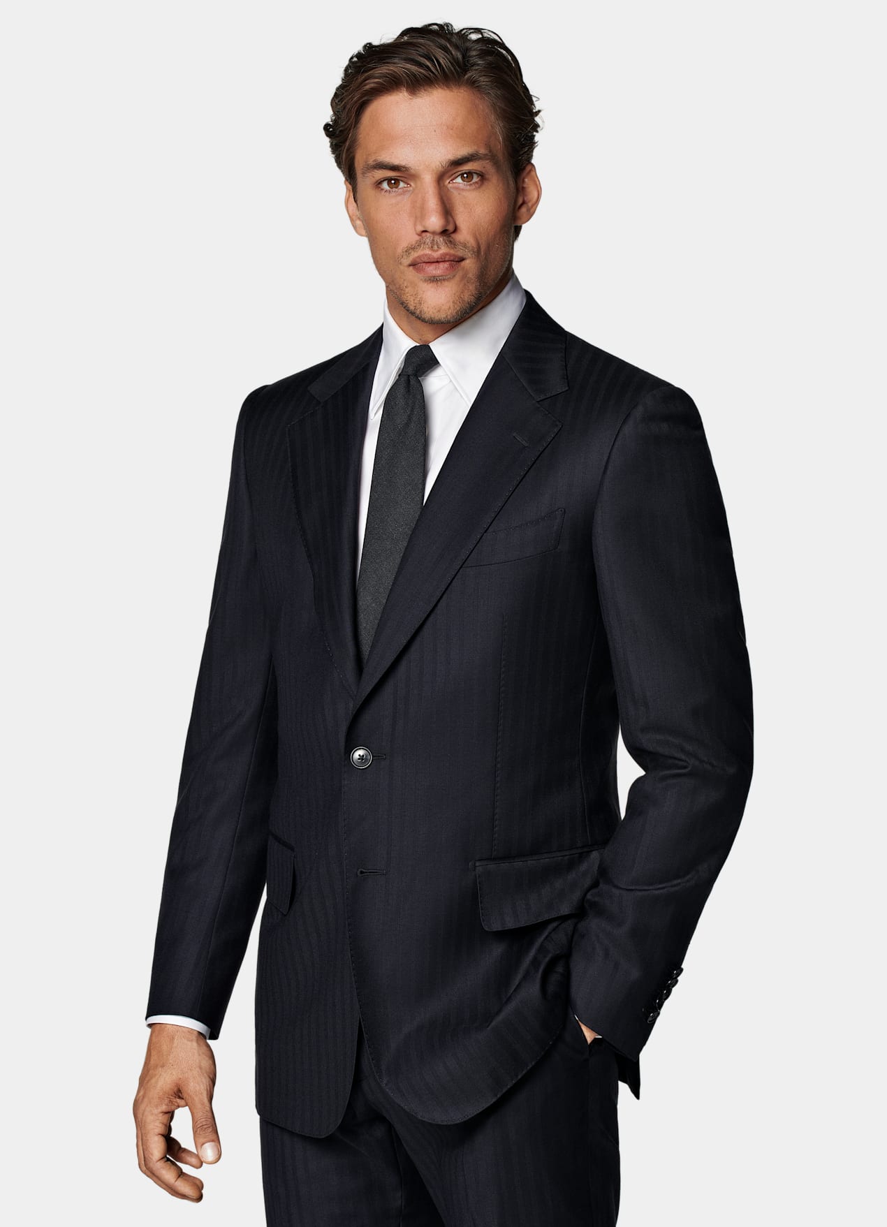 Costume Milano coupe Tailored bleu marine à rayures