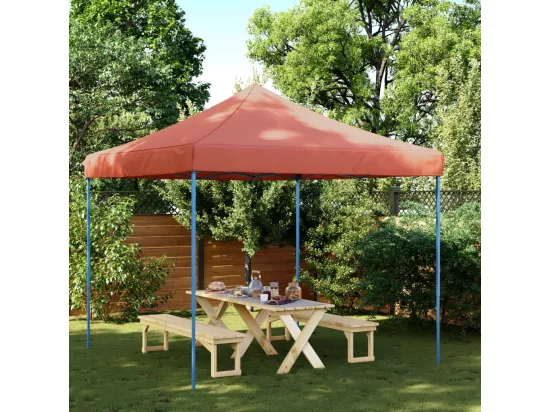 Tente réception pliable escamotable terre cuite 292x292x315 cm