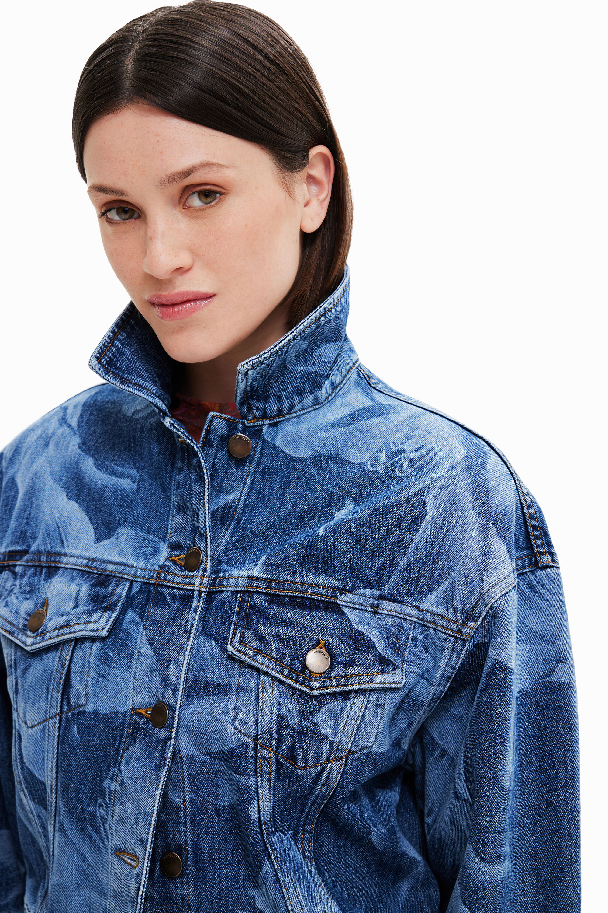 Veste en jean fleurs