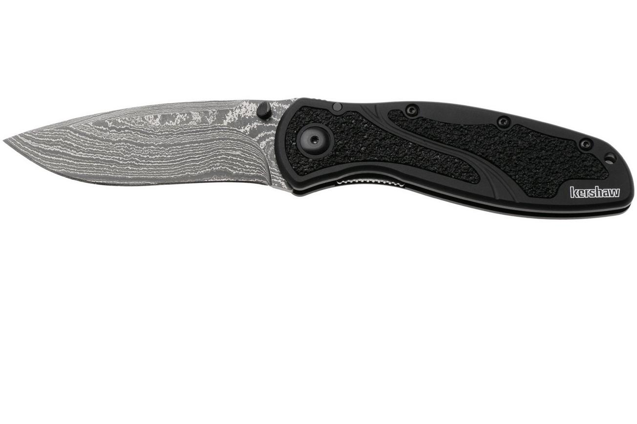 Kershaw Blur 1670BLKDAM, Damascus, Black Aluminum zakmes, Ken Onion design