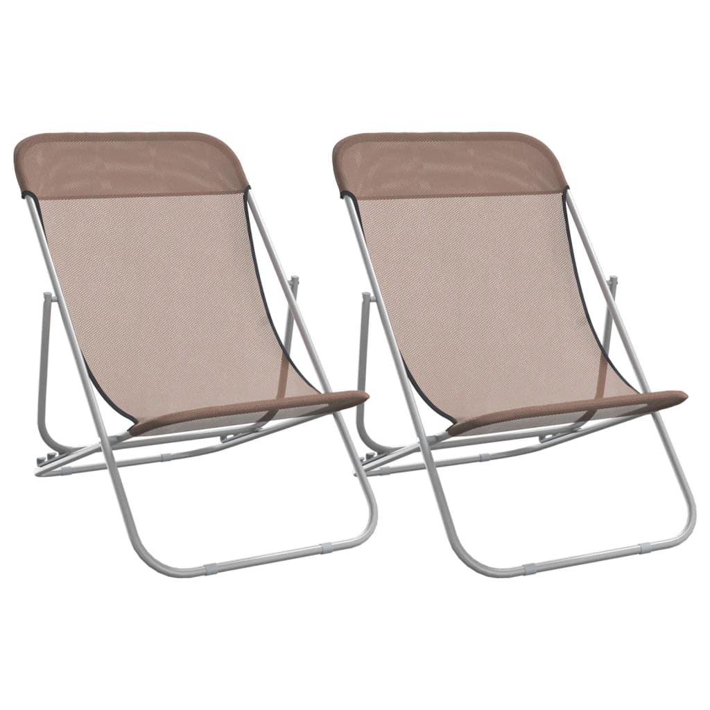 Chaises de plage pliantes 2pcs textilène acier enduit de poudre