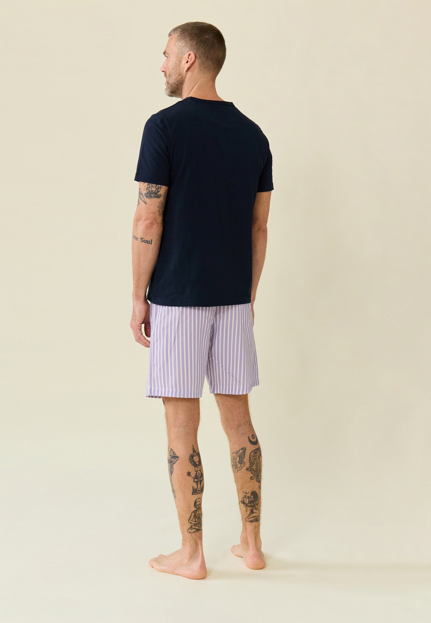Ensemble de pyjama t-shirt et short en coton-Ensemble pyjama Tristan Bleu Marine Sens Glycine