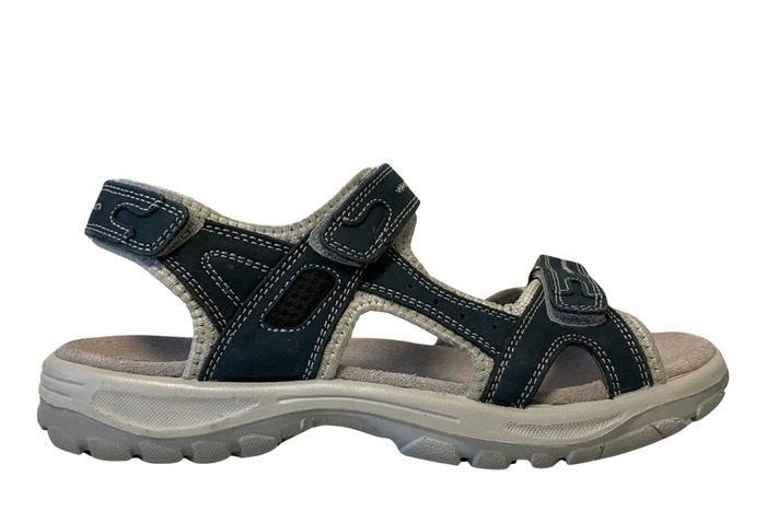 Trekkingsandaler dame denimfarvet læder str. 40