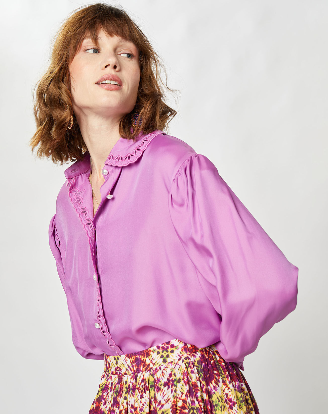 Manoush Chemise en Soie mélangée Doggy lilas