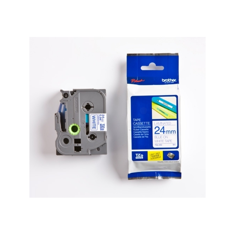 Brother P-Touch Band TZe-253, 24 mm, blau auf weiss