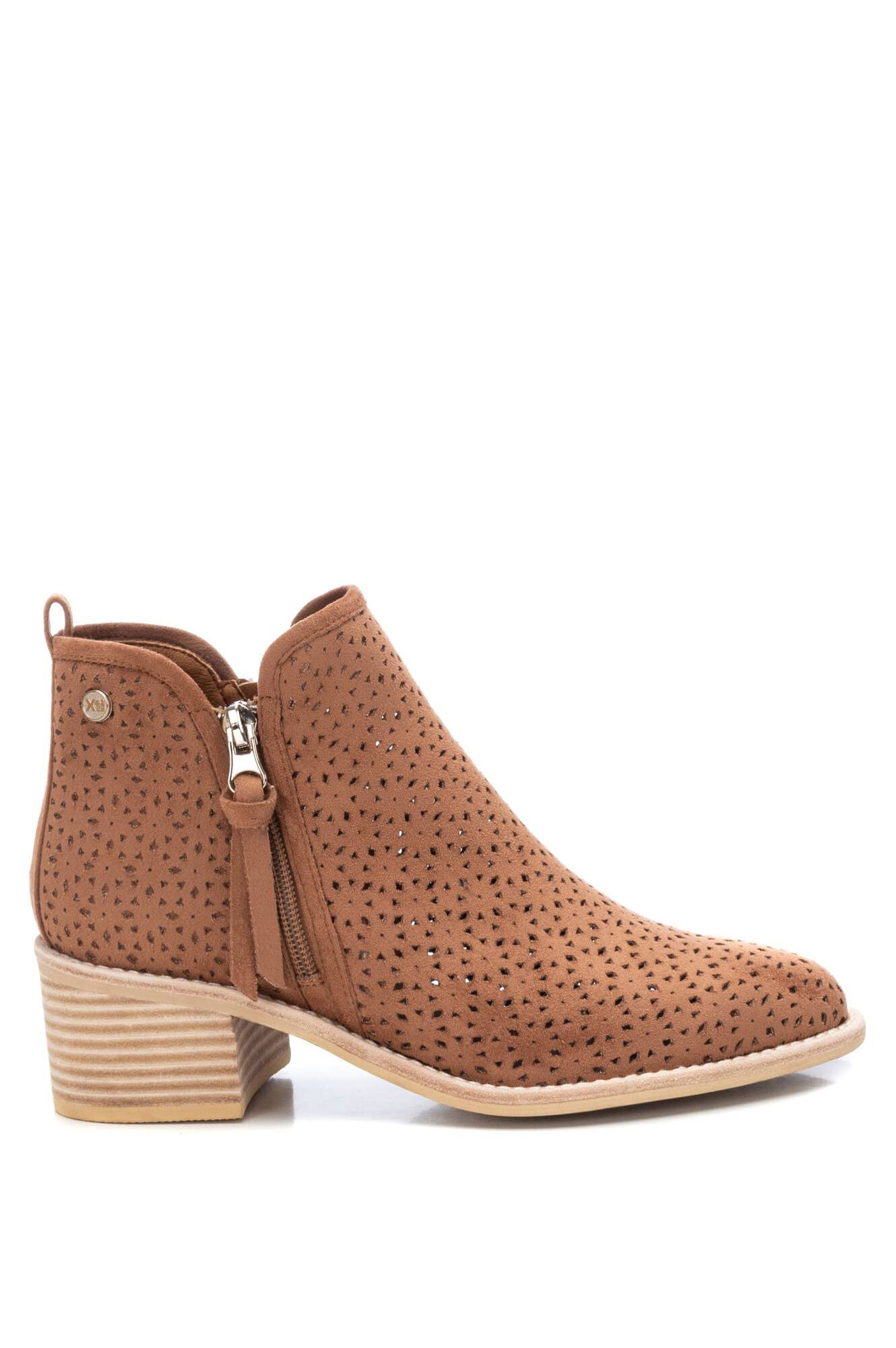 Botas de cano curto com salto para mulheres, Xti - marrom médio