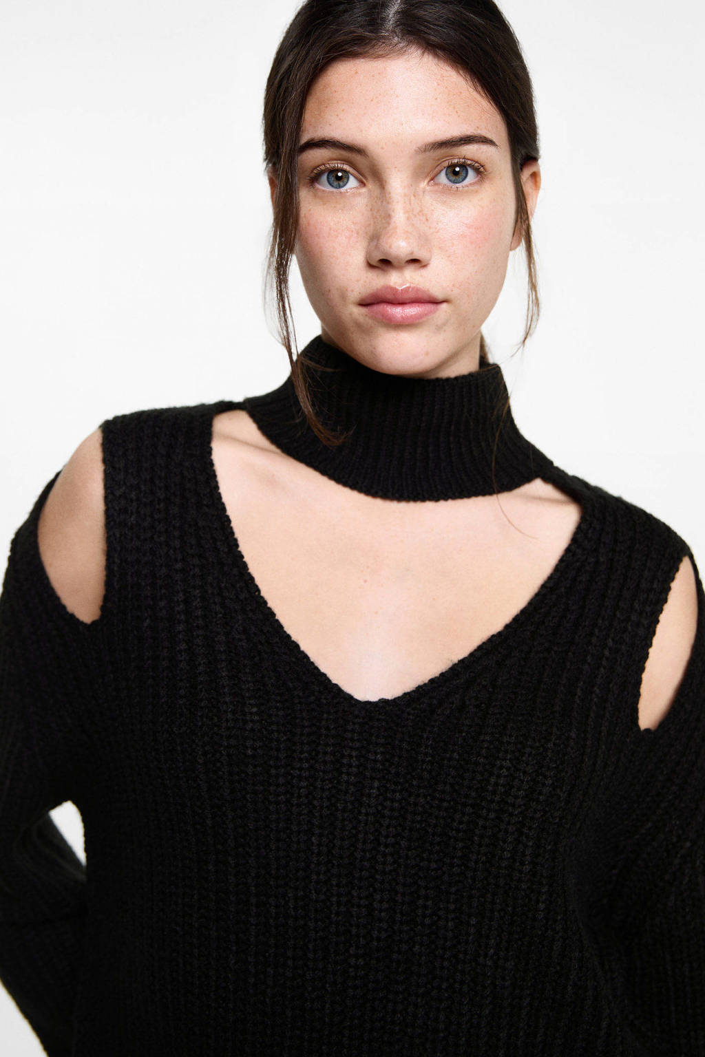 MANGO TEEN trui zwart grof gebreid