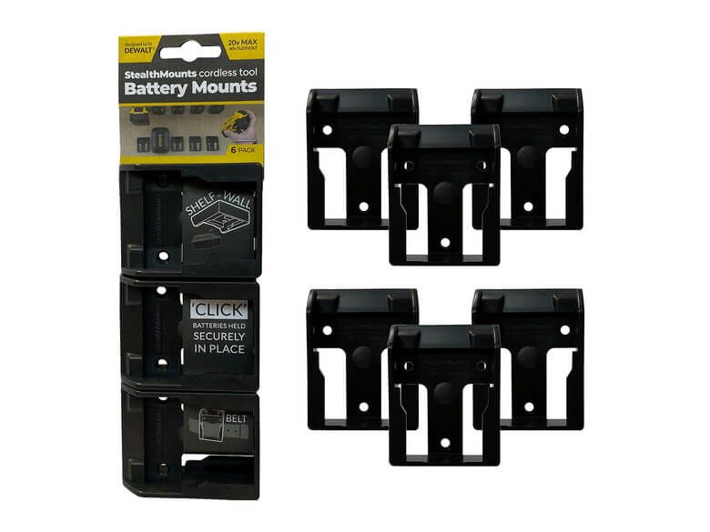 StealthMounts BM-DW20-BLK-6 Accuhouder voor DeWALT 18V XR - Zwart - 6-pack