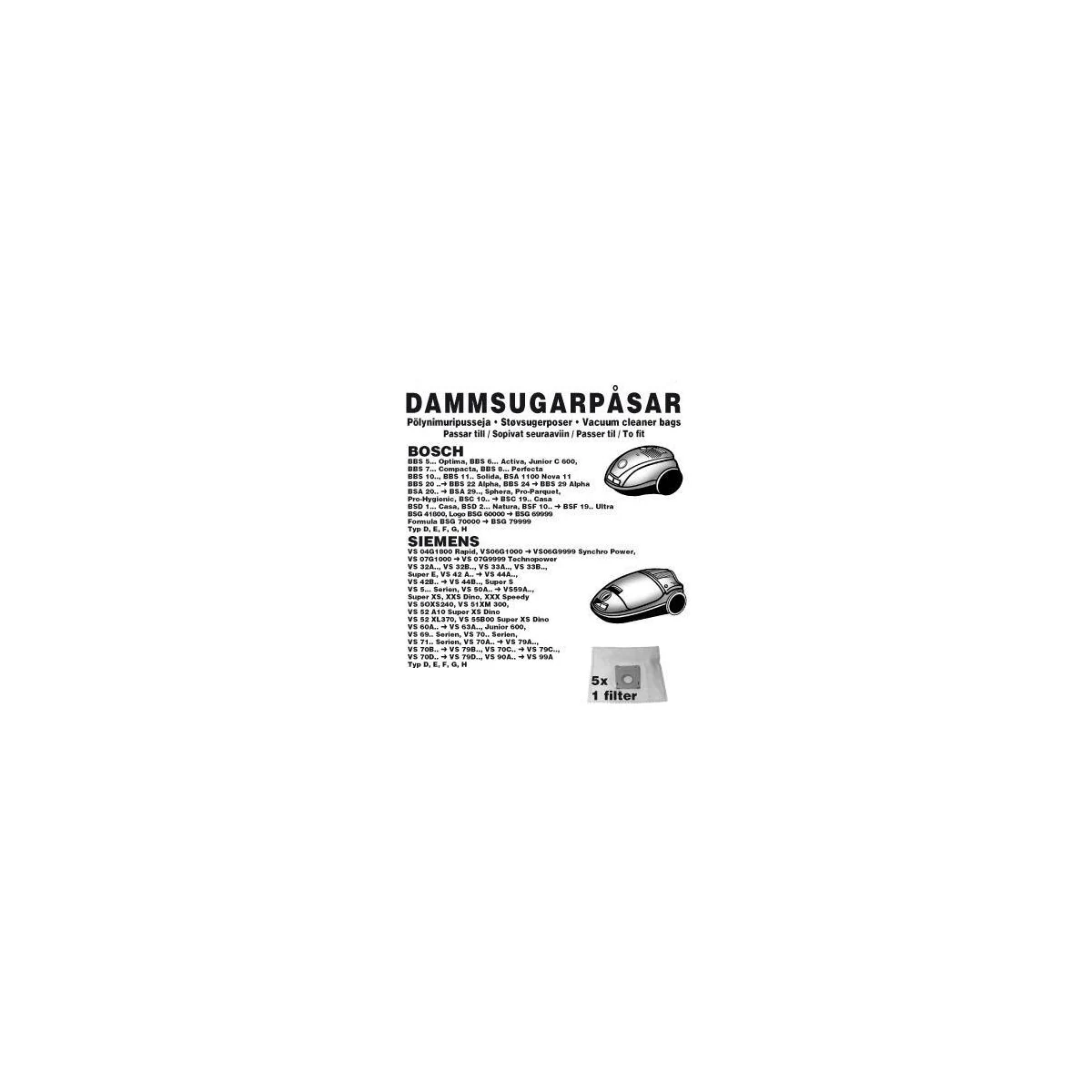 Champion Dammpåsar Bosch/Siemens, 5st