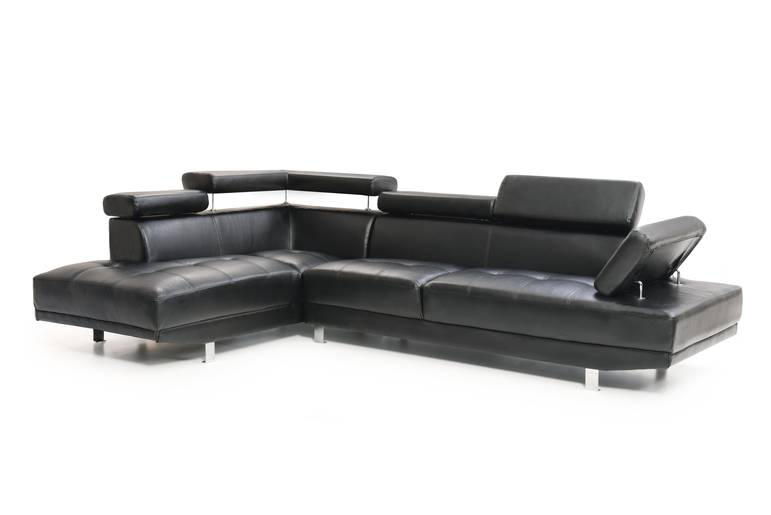 Ecksofa Leder PHILIP links schwarz