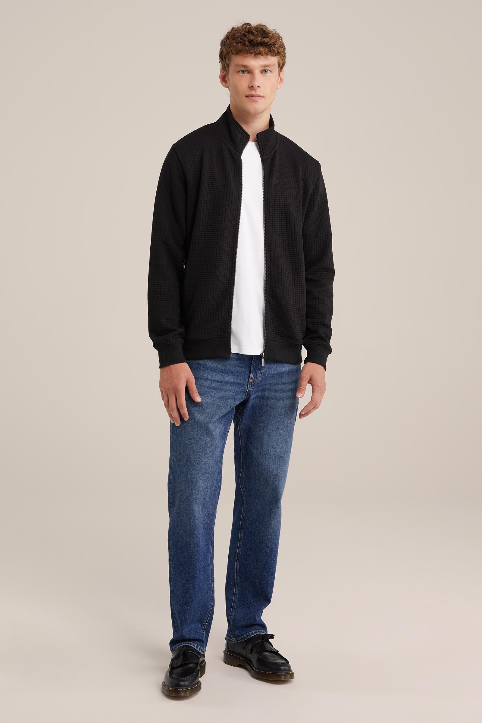 vest met structuur WE Fashion Zwart