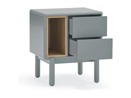 Corvo - Table de chevet en bois : Couleur - Gris clair