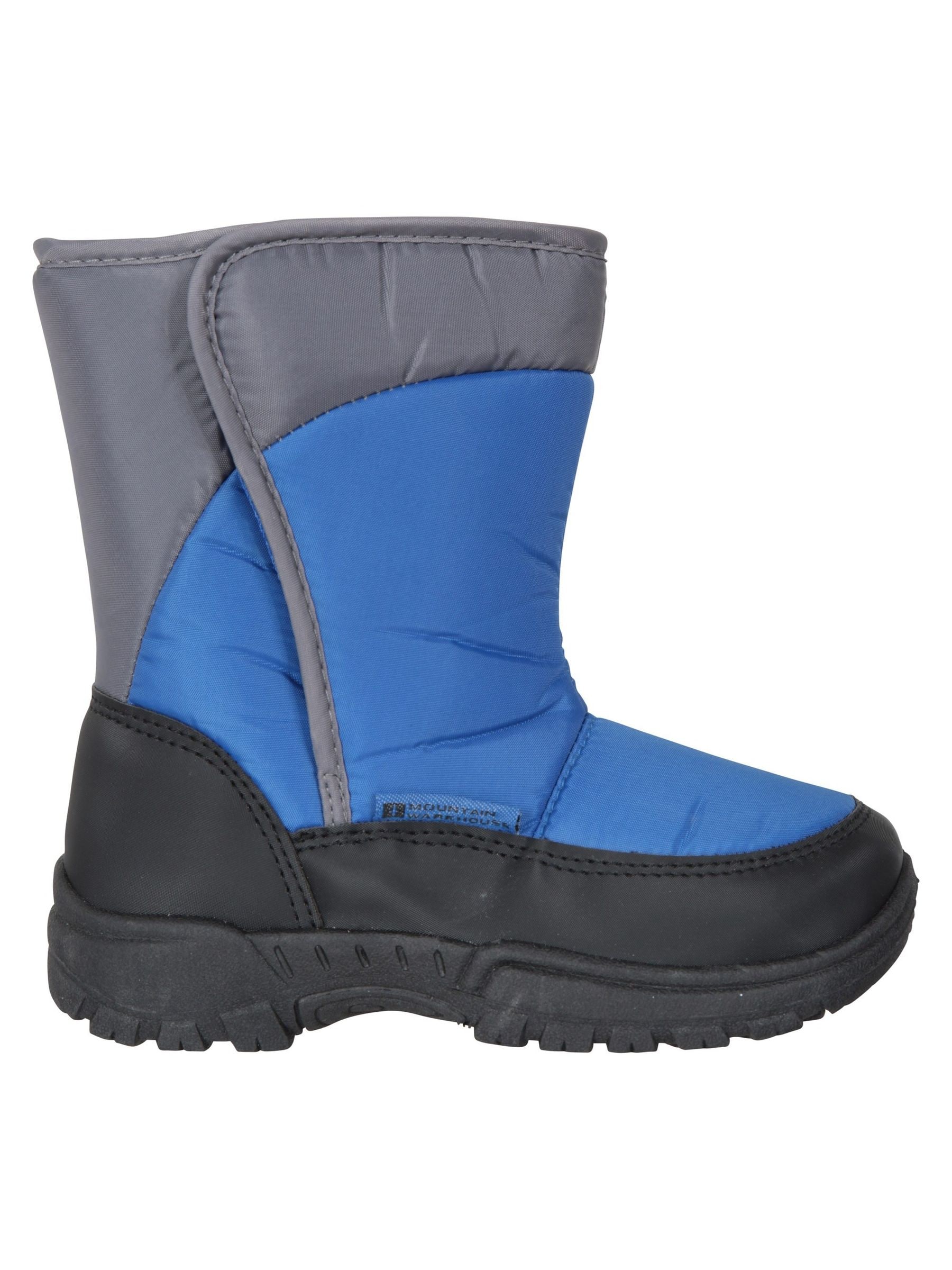 Blauw - Mountain Warehouse Caribou kindersneeuwlaarzen met enkele streep, sherpa voering en aangepaste pasvorm