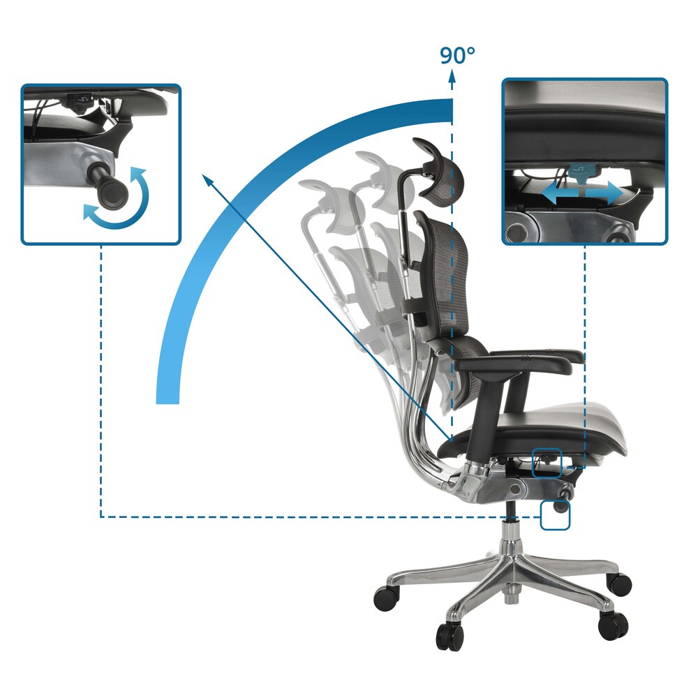 Luxus Chefsessel ERGOHUMAN GEN2 Leder/Netzstoff mit Armlehnen (höhenverstellbar) hjh OFFICE