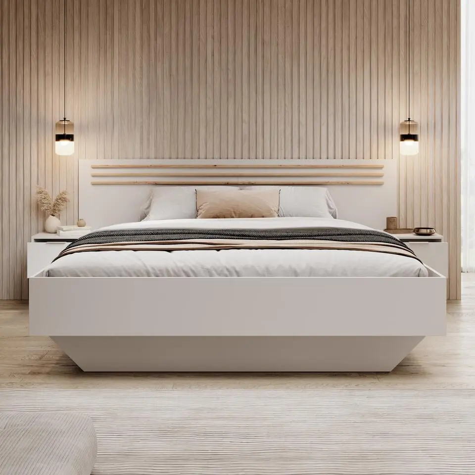 Meubella - Tweepersoonsbed Franklin - Wit - 180x200 cm