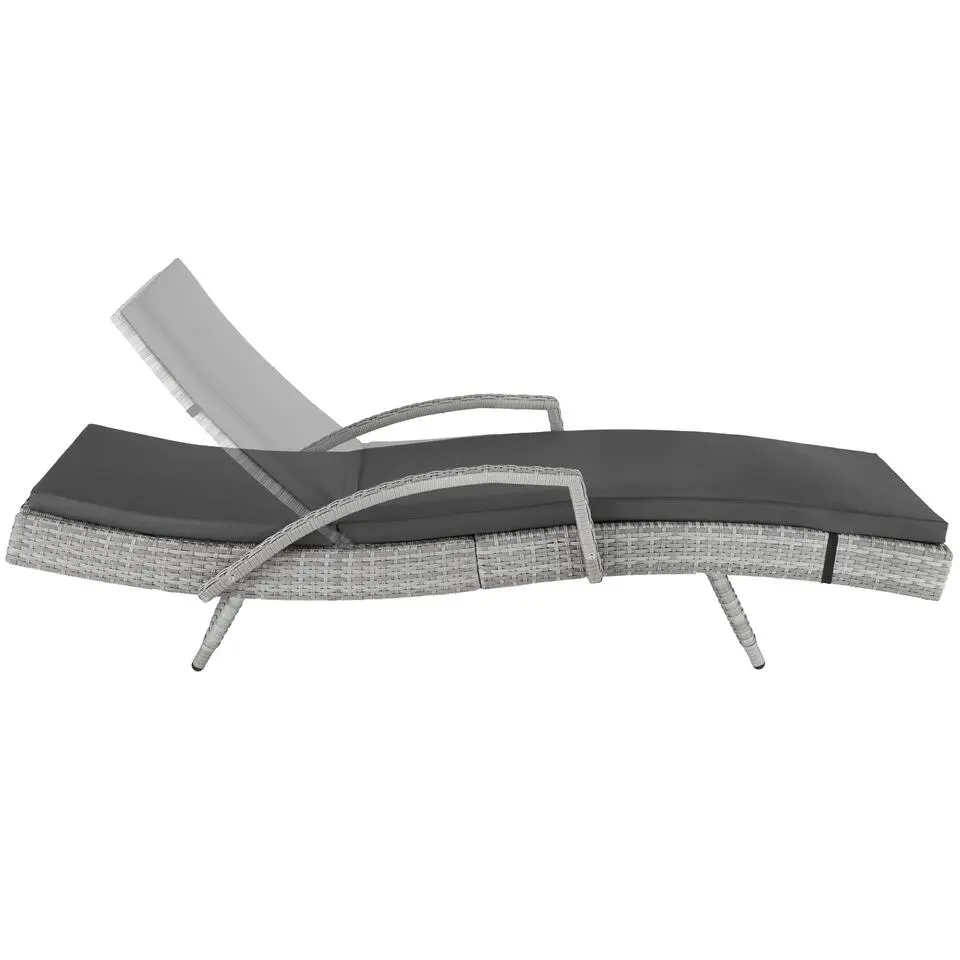 tectake Wicker ligbed Océane met aluminium frame, Lichtgrijs