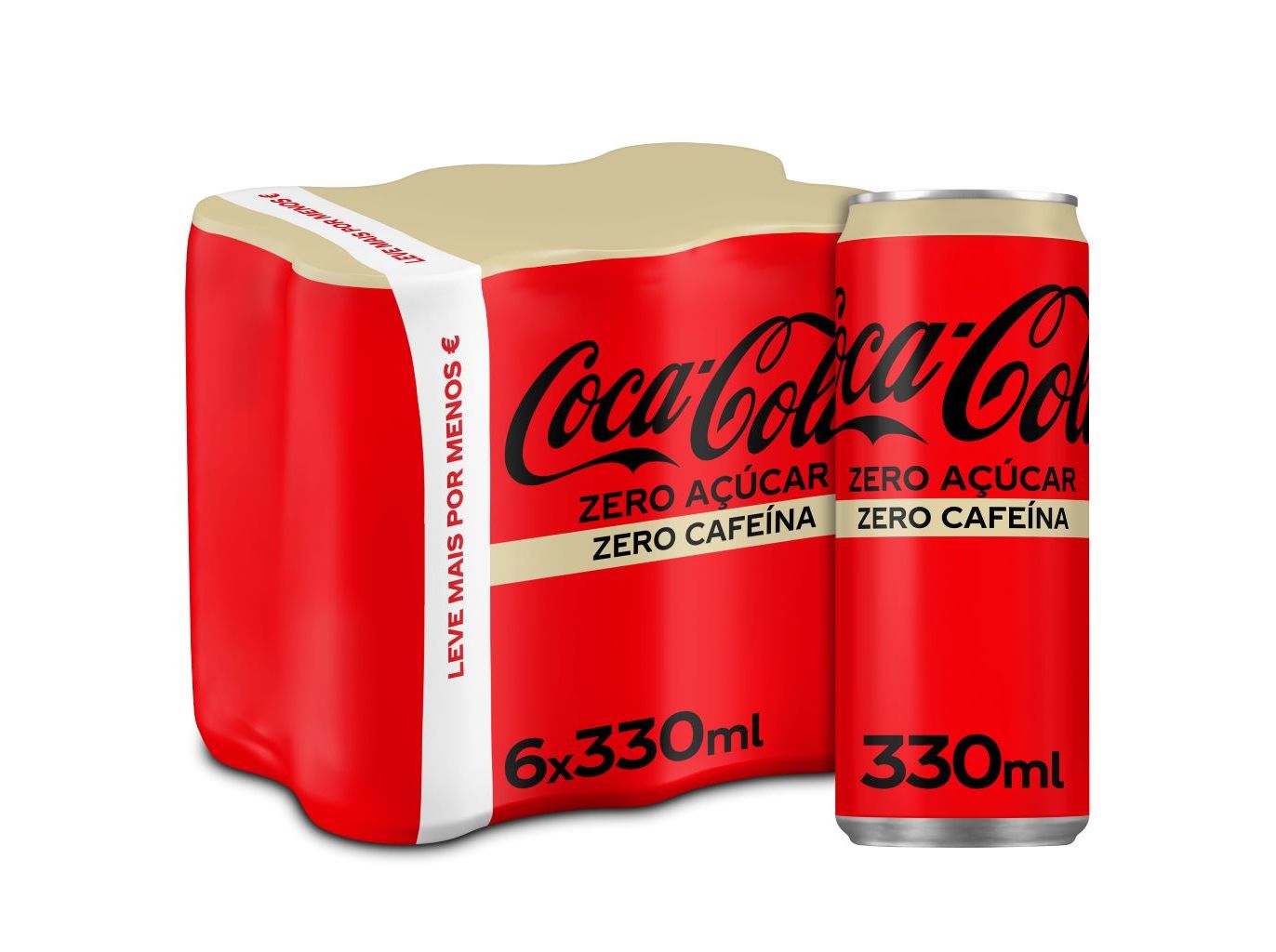 REFRIGERANTE COM GÁS COCA-COLA ZERO CAFEÍNA E ZERO AÇÚCAR 6X0.33L