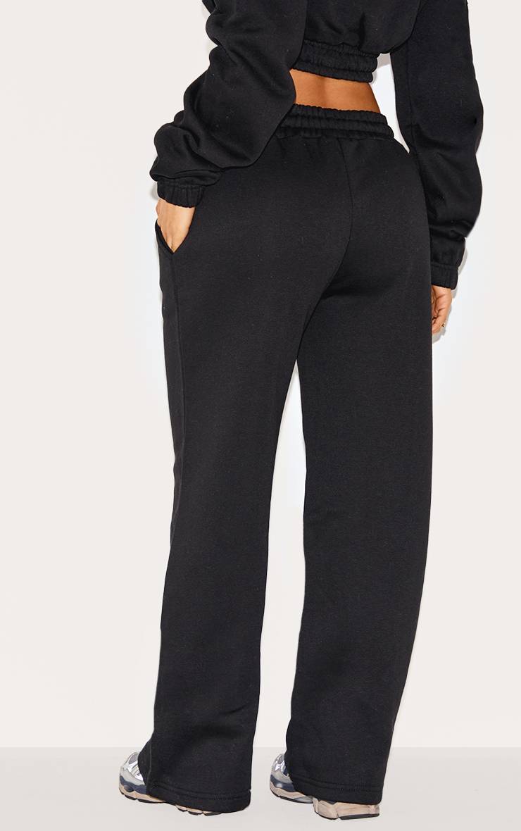 Noir Jogging Petite À Jambes Larges Avec Détails De Coutures