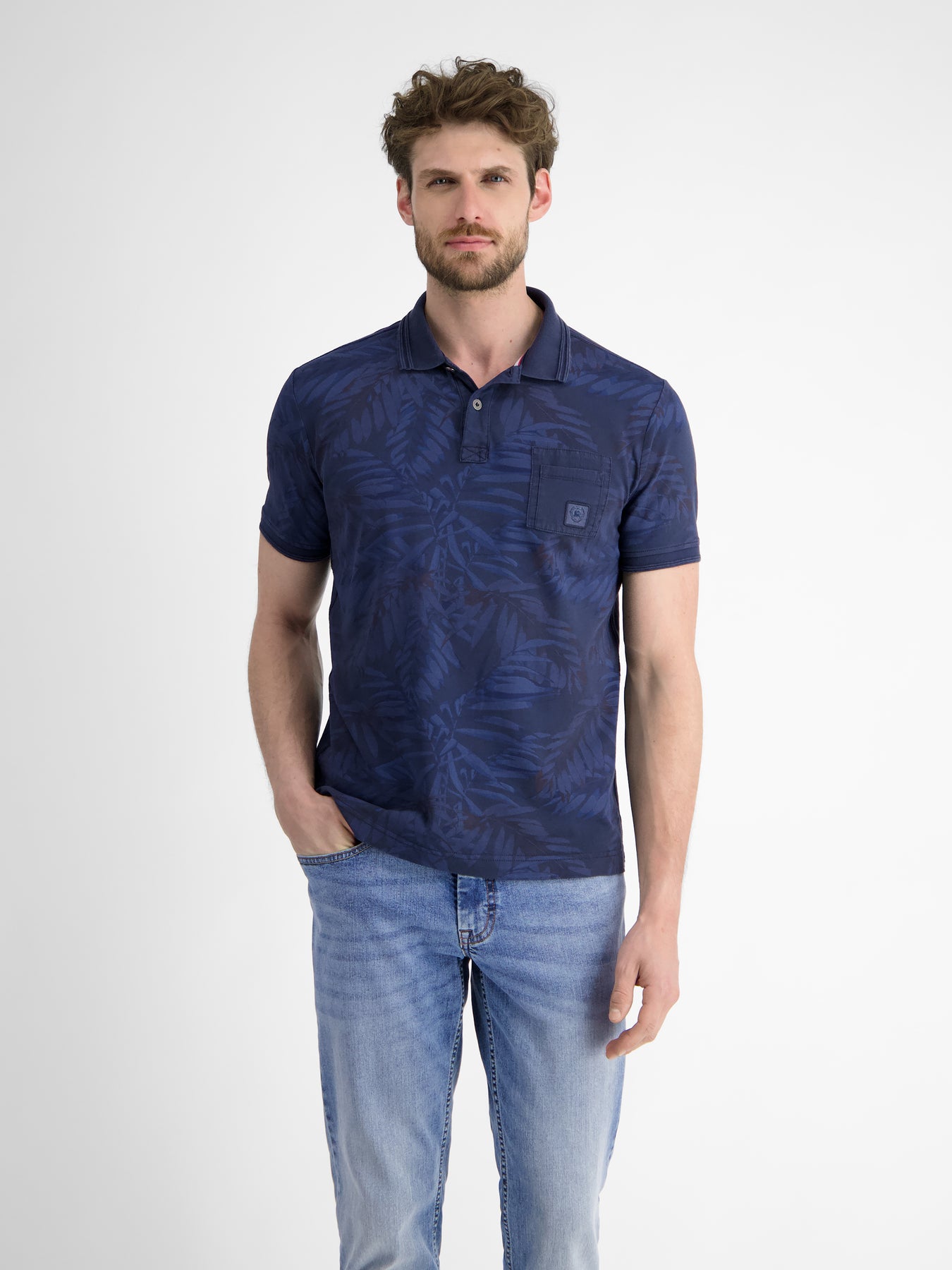 Herren Poloshirt, floral bedruckt