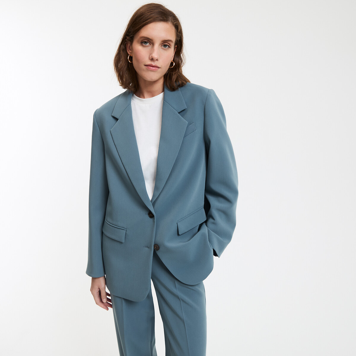 COLEÇÕES LA REDOUTE<br>Blazer de corte slim com uma única fileira de botões