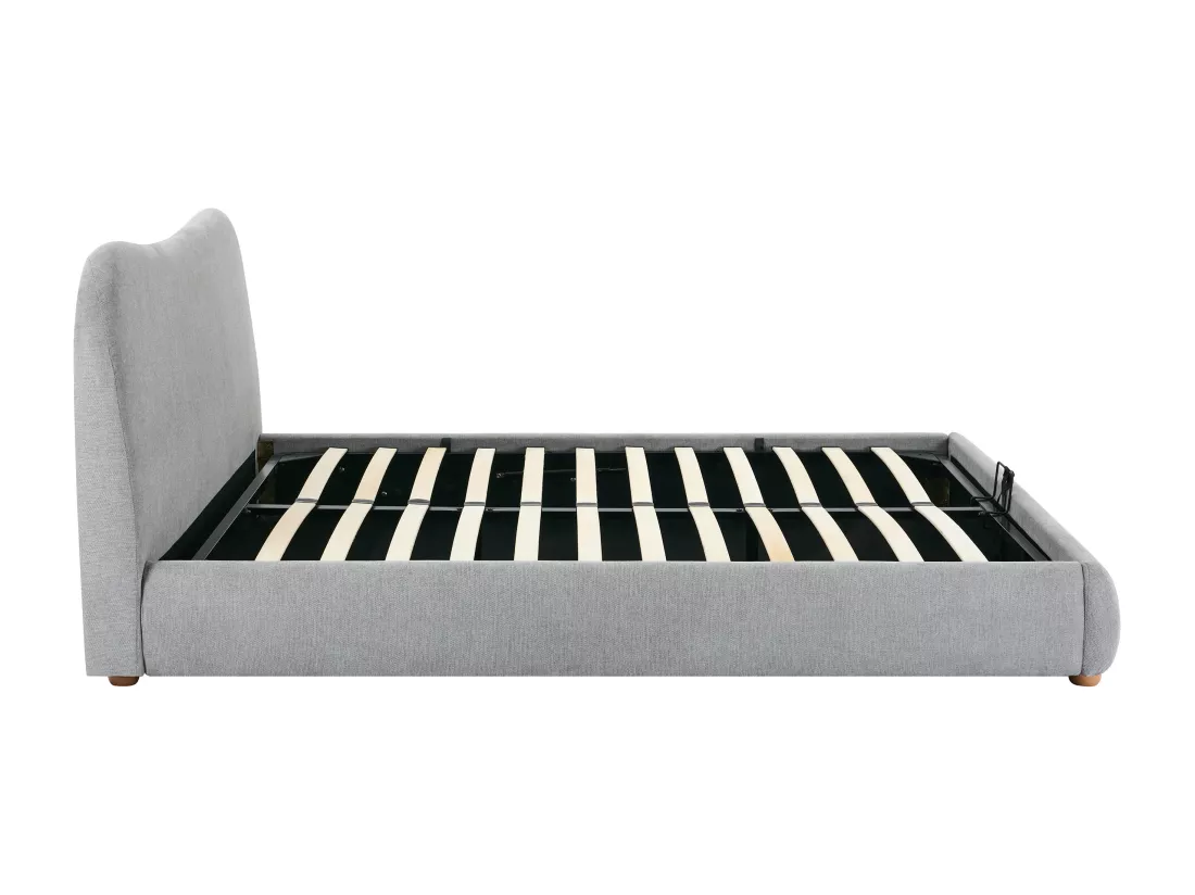 Lit coffre 180 x 200 cm - Tissu - Gris clair - VANARI