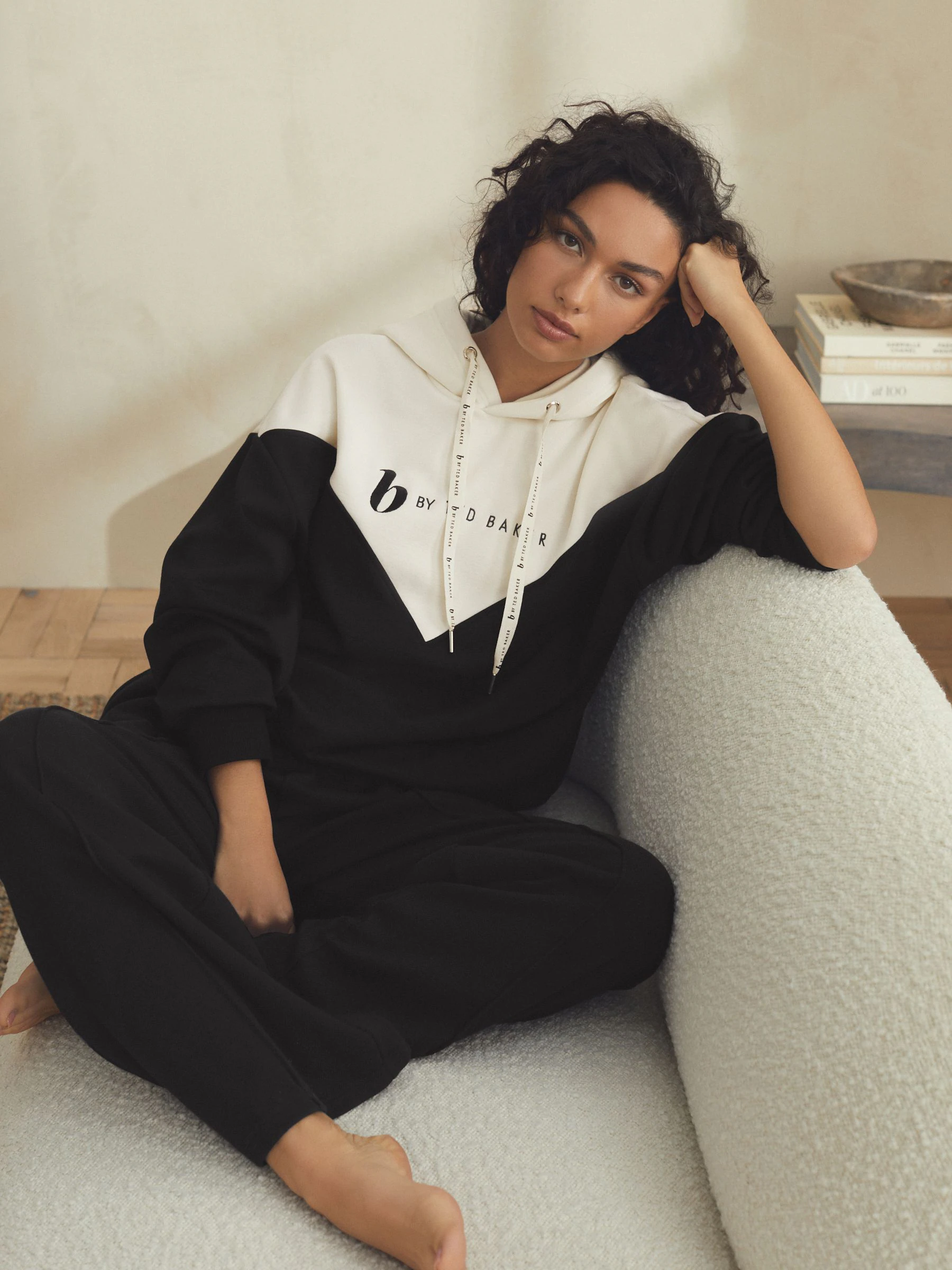 B by Ted Baker Modal Blend Black/White Hoodie