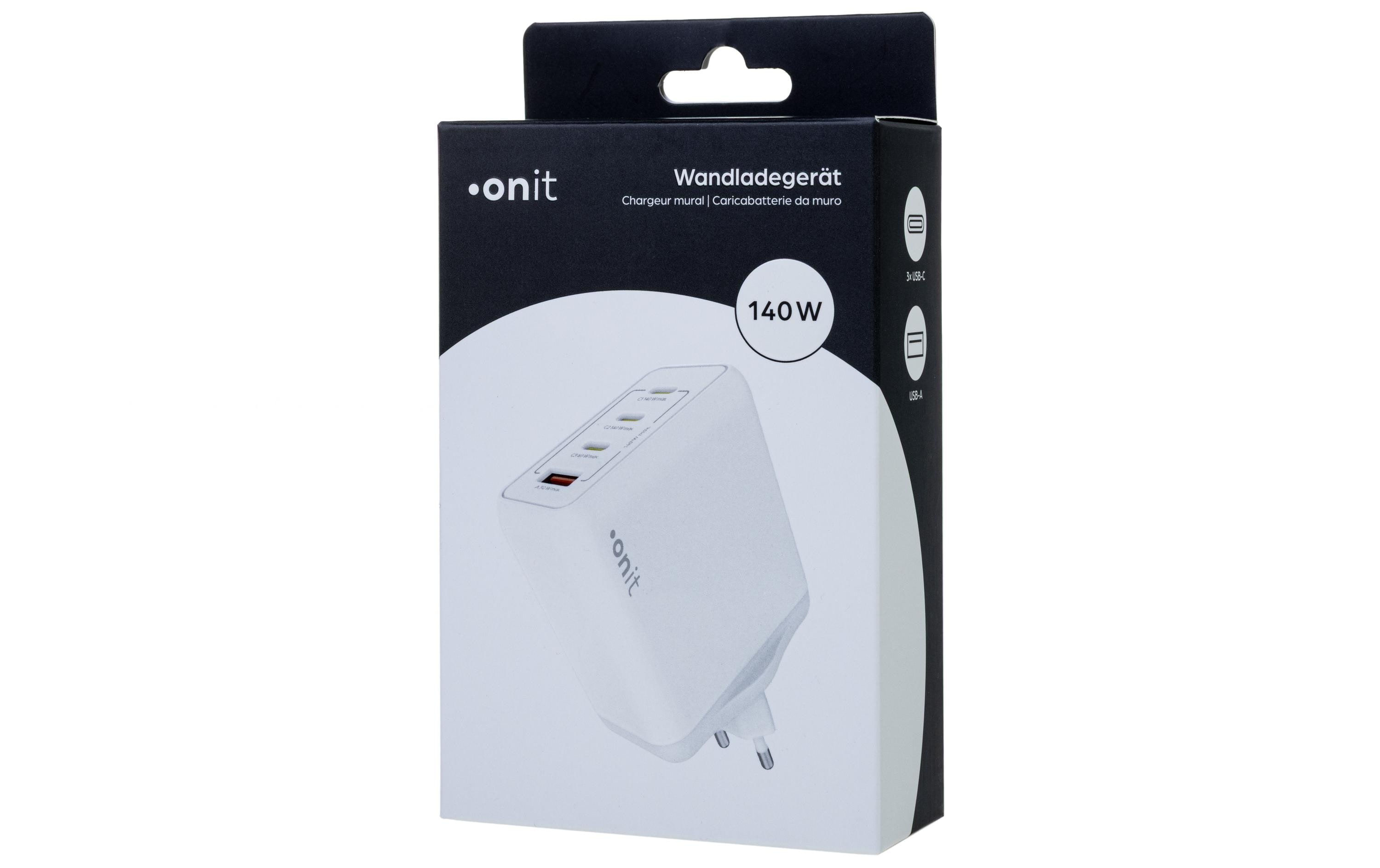 USB-Wandladegerät Quad 3C1A 140 W GaN WeissLadeadapter mit drei USB-C-Ports und einem USB-A-Port