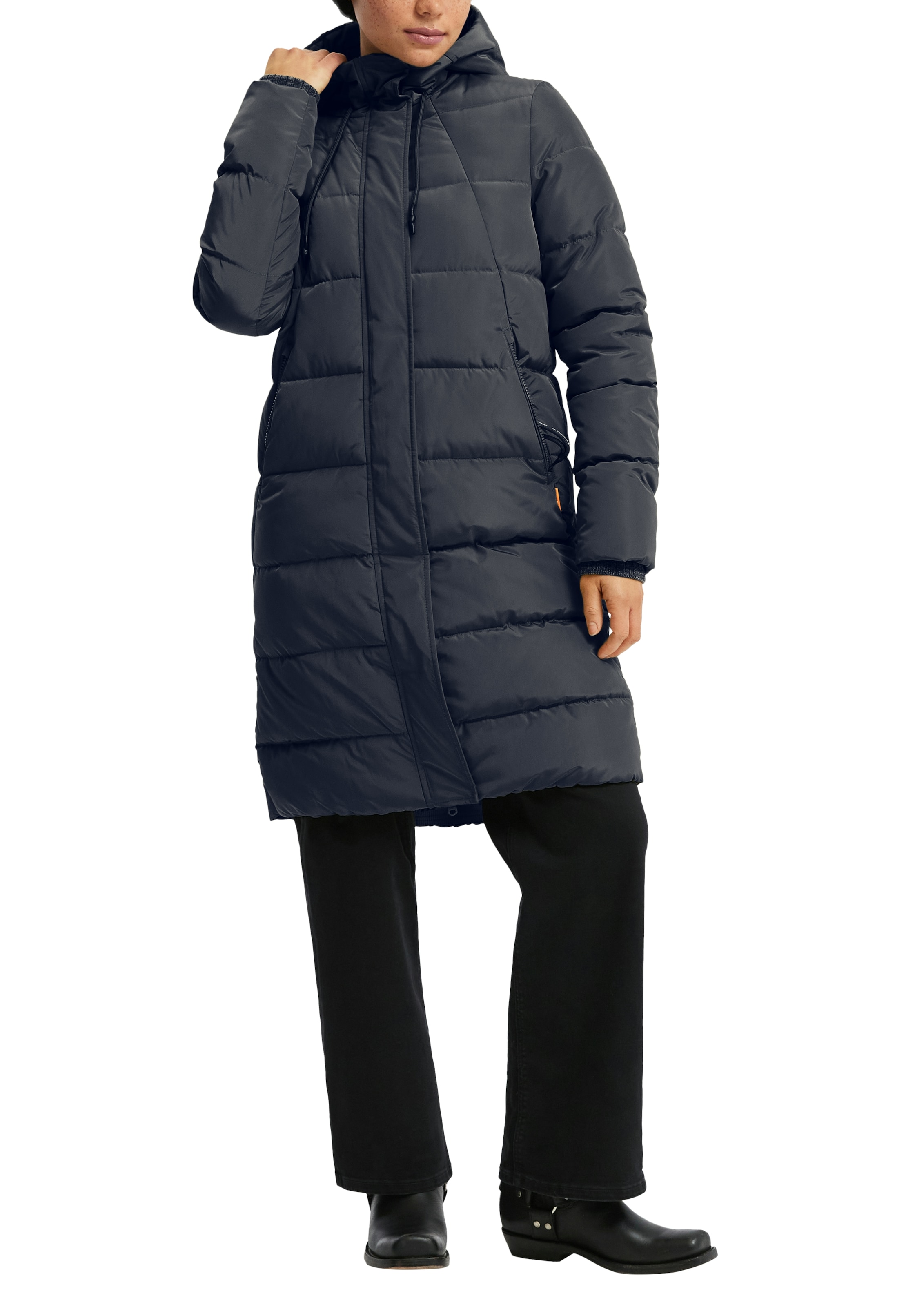 QS Steppjacke mit Kapuze lang, mit Kapuze