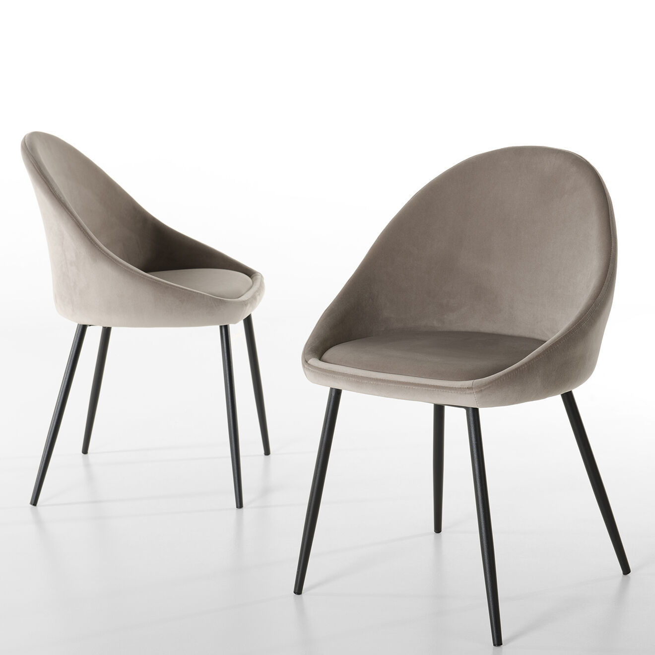 Macabane 2 Chaises Augustin en Velours chamois - 53x51x78 cm