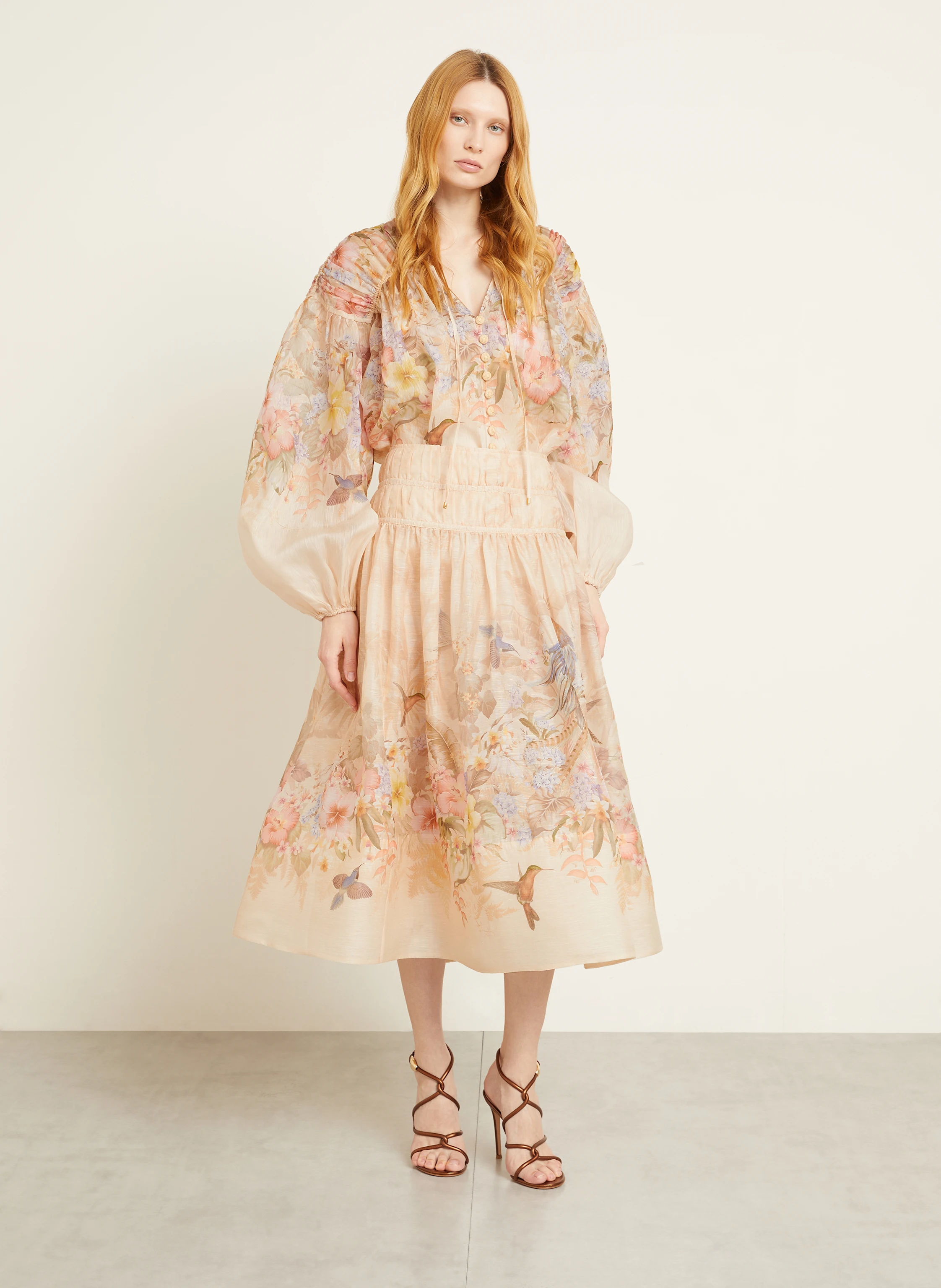 ZIMMERMANN Bluse ILLUMINATE DRAWN mit Leinen und Seide
