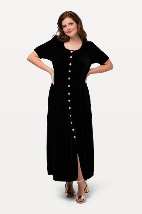 Trachten-Samtkleid, Prinzessnähte, Rundhals, Halbarm