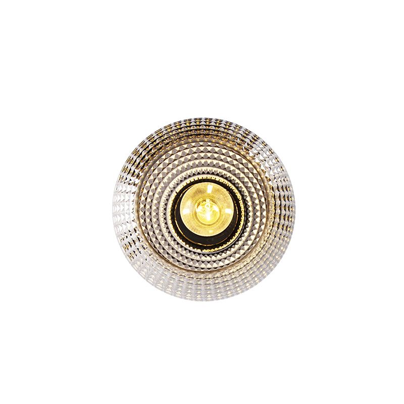 Art Deco plafondlamp zwart met smoke glas - Sphere