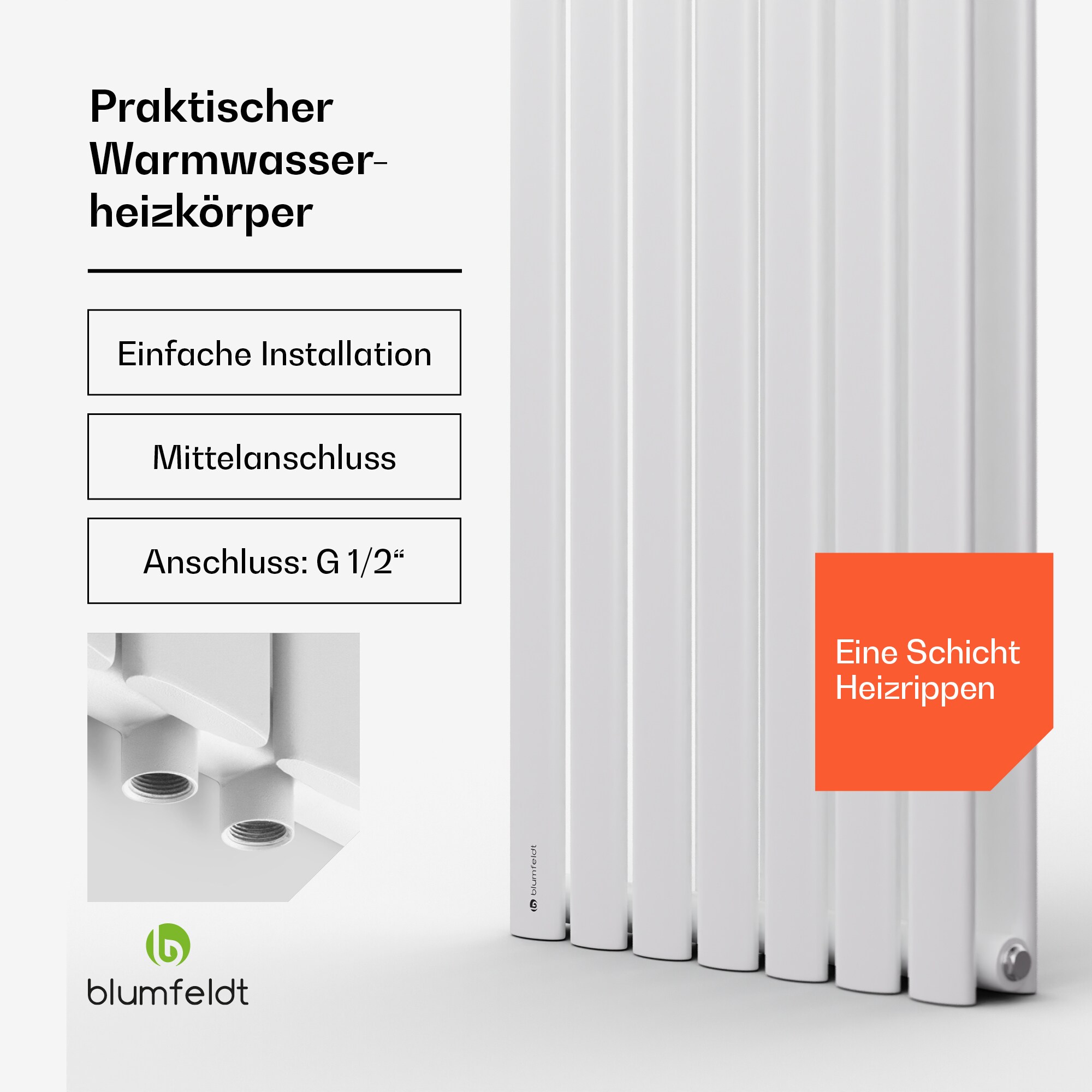 Tallheo 41 x 180 cm Heizkörper Badheizkörper Röhrenheizkörper 691 W Warmwasser 1/2 Weiß 180 x 41 cm Einzelreihig