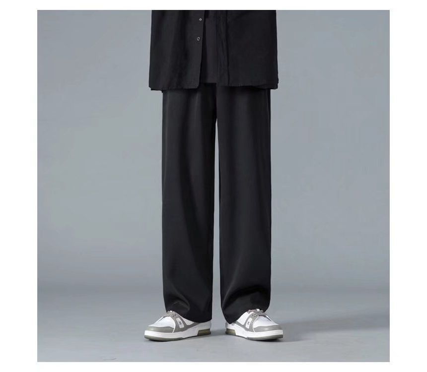 Acrius - Mid Rise Plain Wide Leg Broek