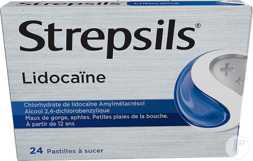 Strepsils Lido. Maux De Gorge Aphtes Petites Plaies De La Bouche 24 Pastilles À Sucer