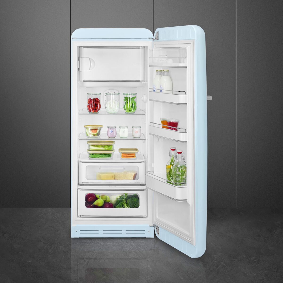 Smeg FAB28RPB6 Kjøleskap Med Fryser 153cm Høyrehengt Pastellblå