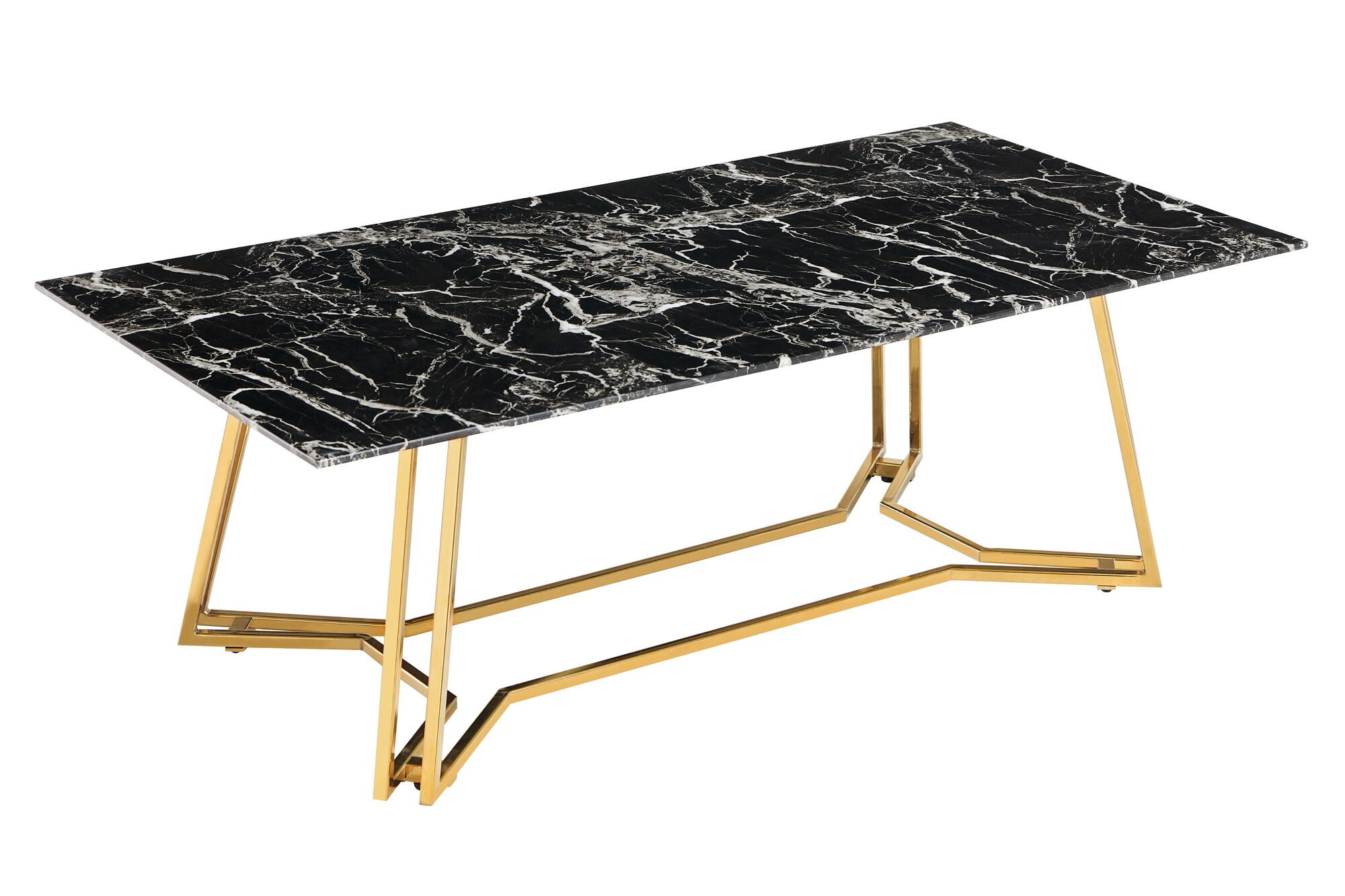 Couchtisch 110x60 Glastisch schwarz Gold Beistelltisch Wohnzimmer Sofa Tisch