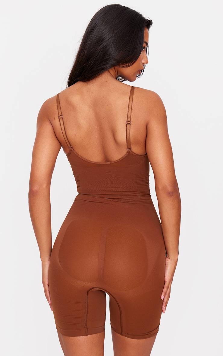 Marron Body Sculptant Gainant À Dos Nu