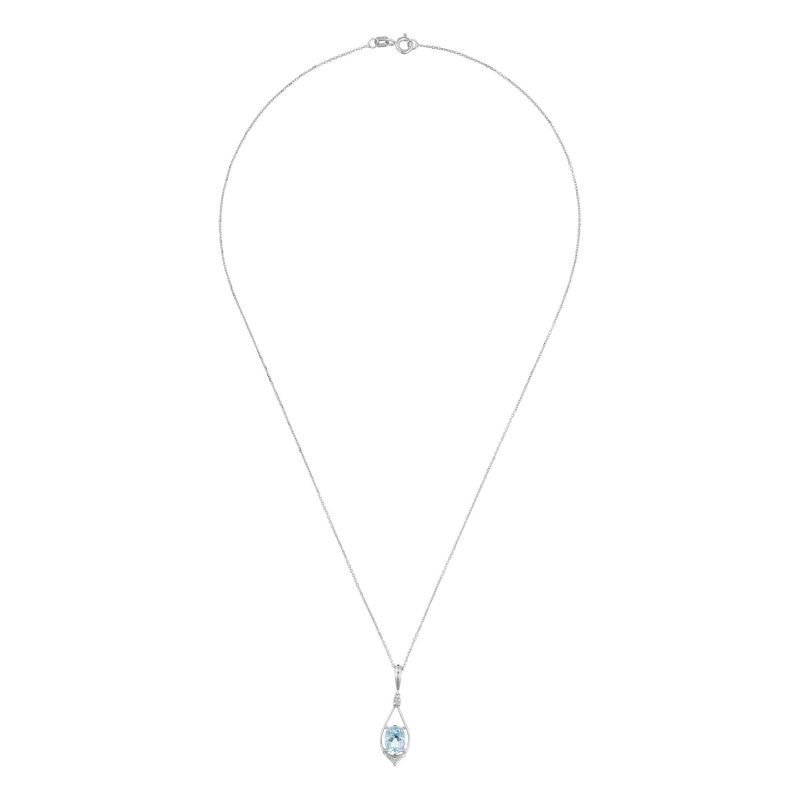 Pendentif Or Blanc Diamant et Topaze