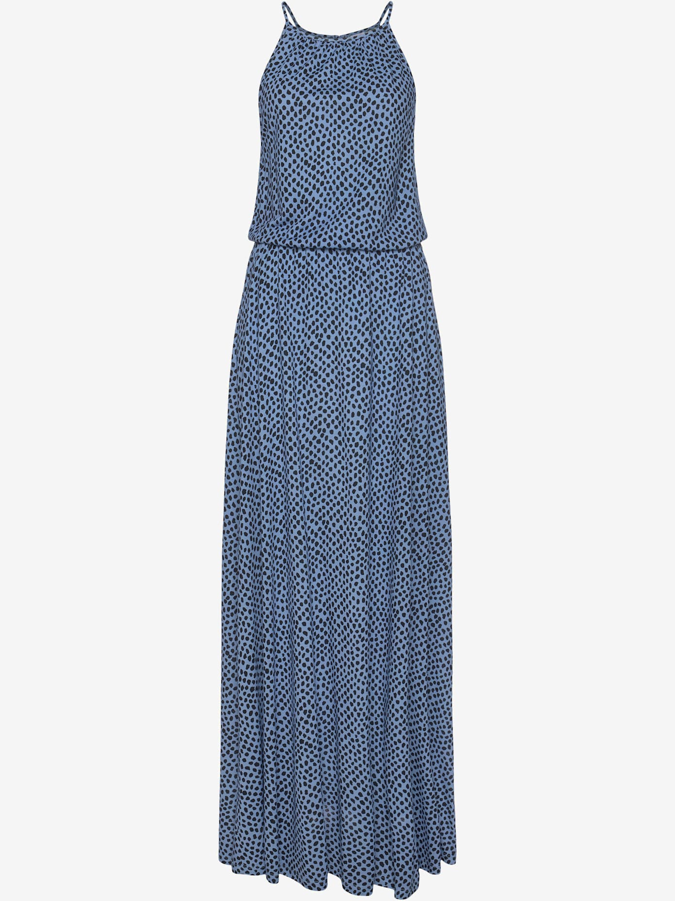 Robe longue encolure haute froncée