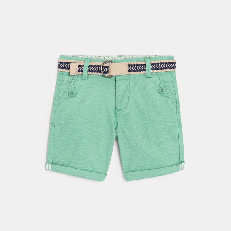 Bermuda coton fantaisie vert bébé garçon Vert