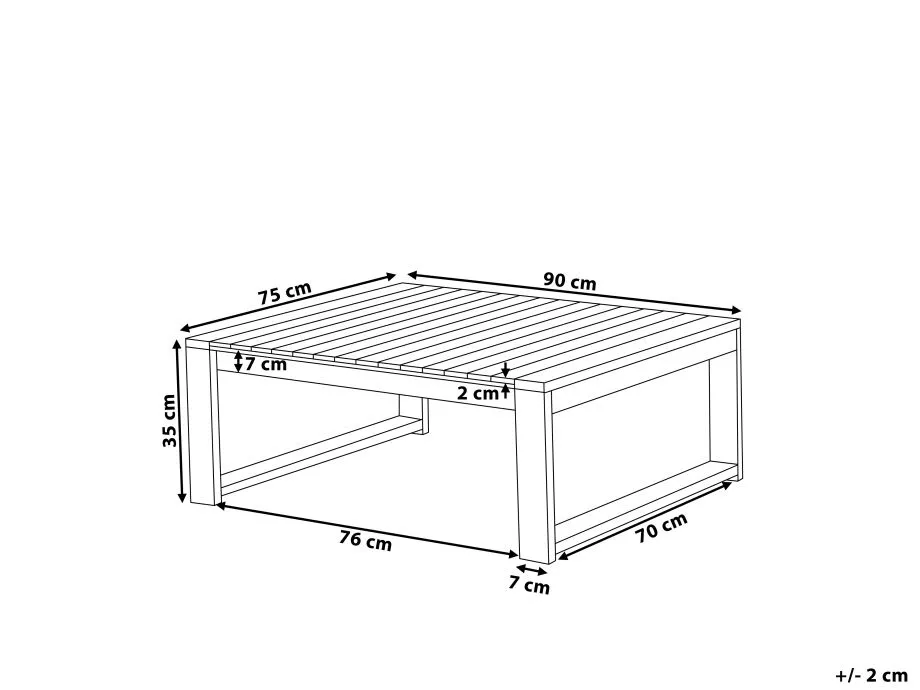 Tuin salontafel TIMOR 90 cm 75 cm Gecertificeerd acaciahout Donkerbruin