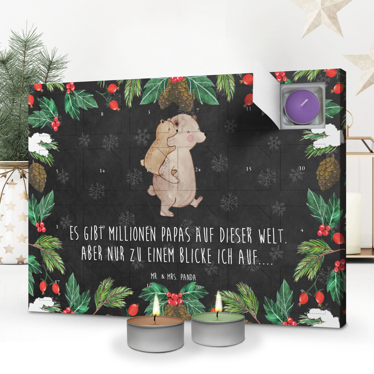 Mr. & Mrs. Panda Geurkaars Adventskalender Papa Beer - Zwart