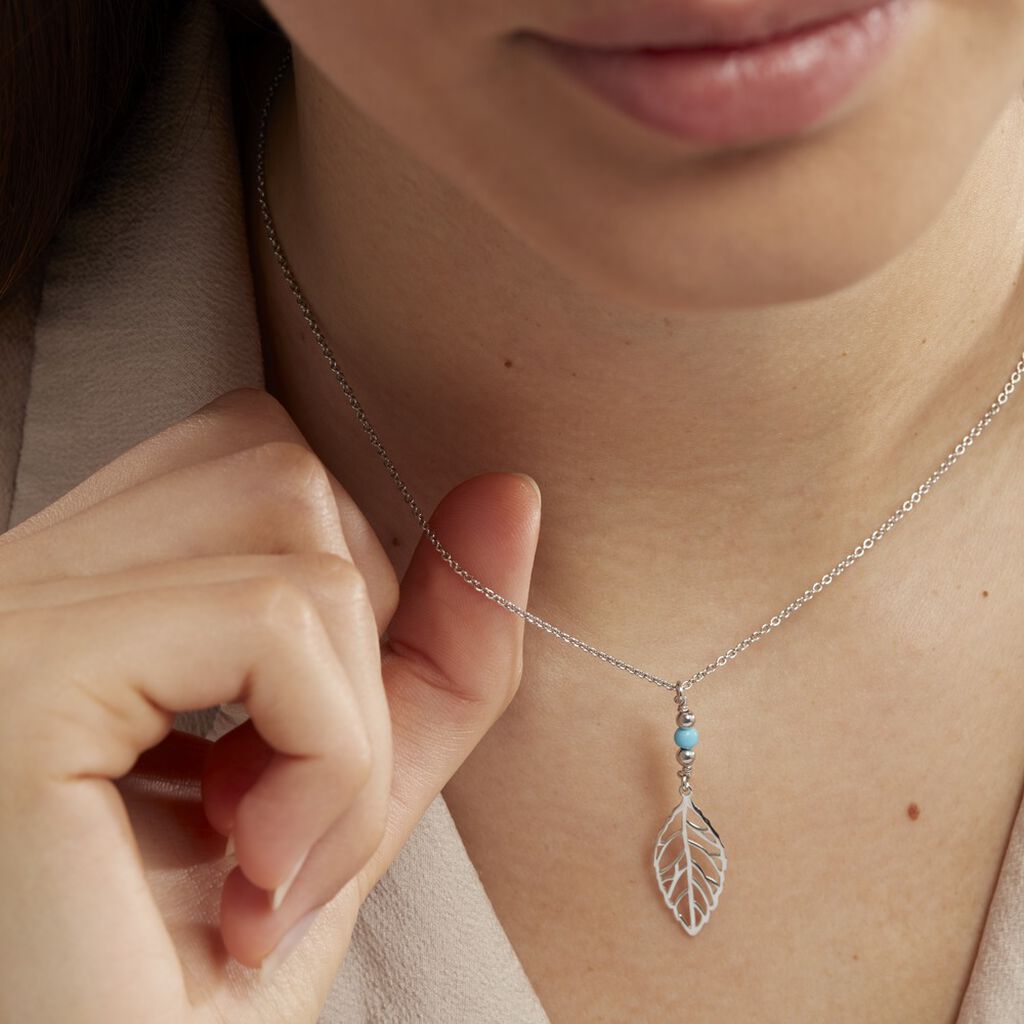 Collier Grethel Argent Blanc Turquoise