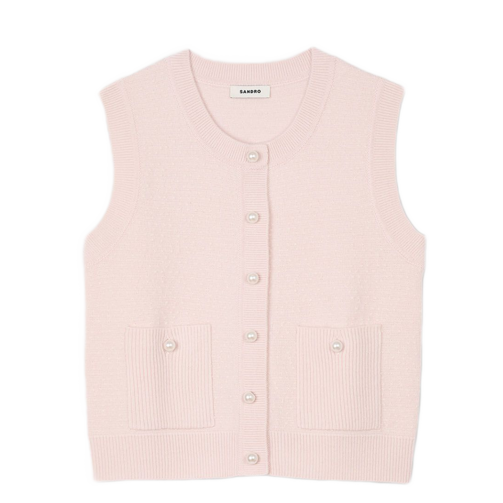 Cardigan court sans manches à boutons fantaisies | Rose
