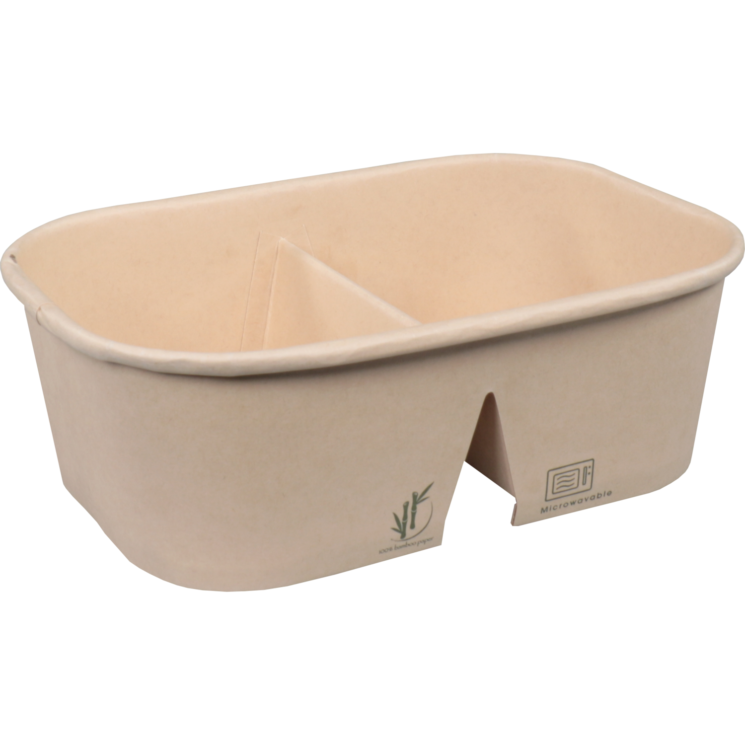Depa Bak, Bamboepapier + PP, 2-vaks, 700ml, kilobak, 171x118x57mm, bruin