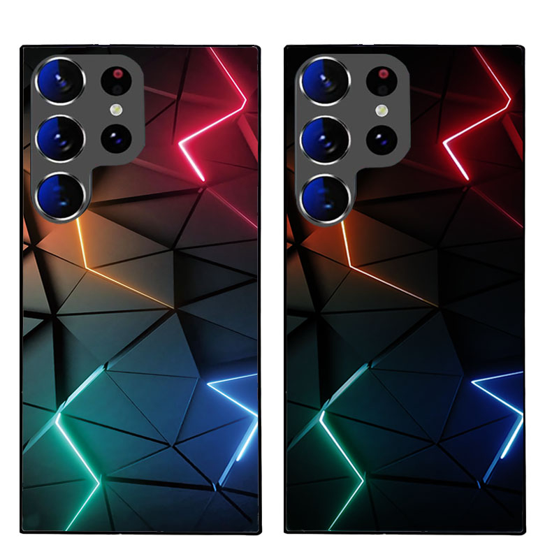 Samsung Galaxy S23 Ultra 5G Hybrid Hardcase Hülle mit TPU Bumper   LED Acryl Rückseite   Kameraschutz - Blitz Design