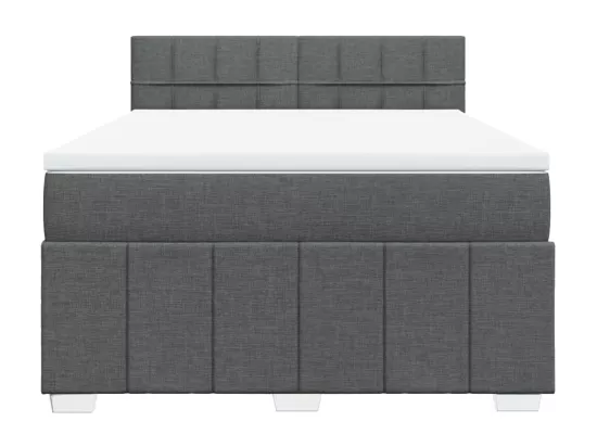 Sommier à lattes de lit avec matelas Gris foncé 140x190cm Tissu