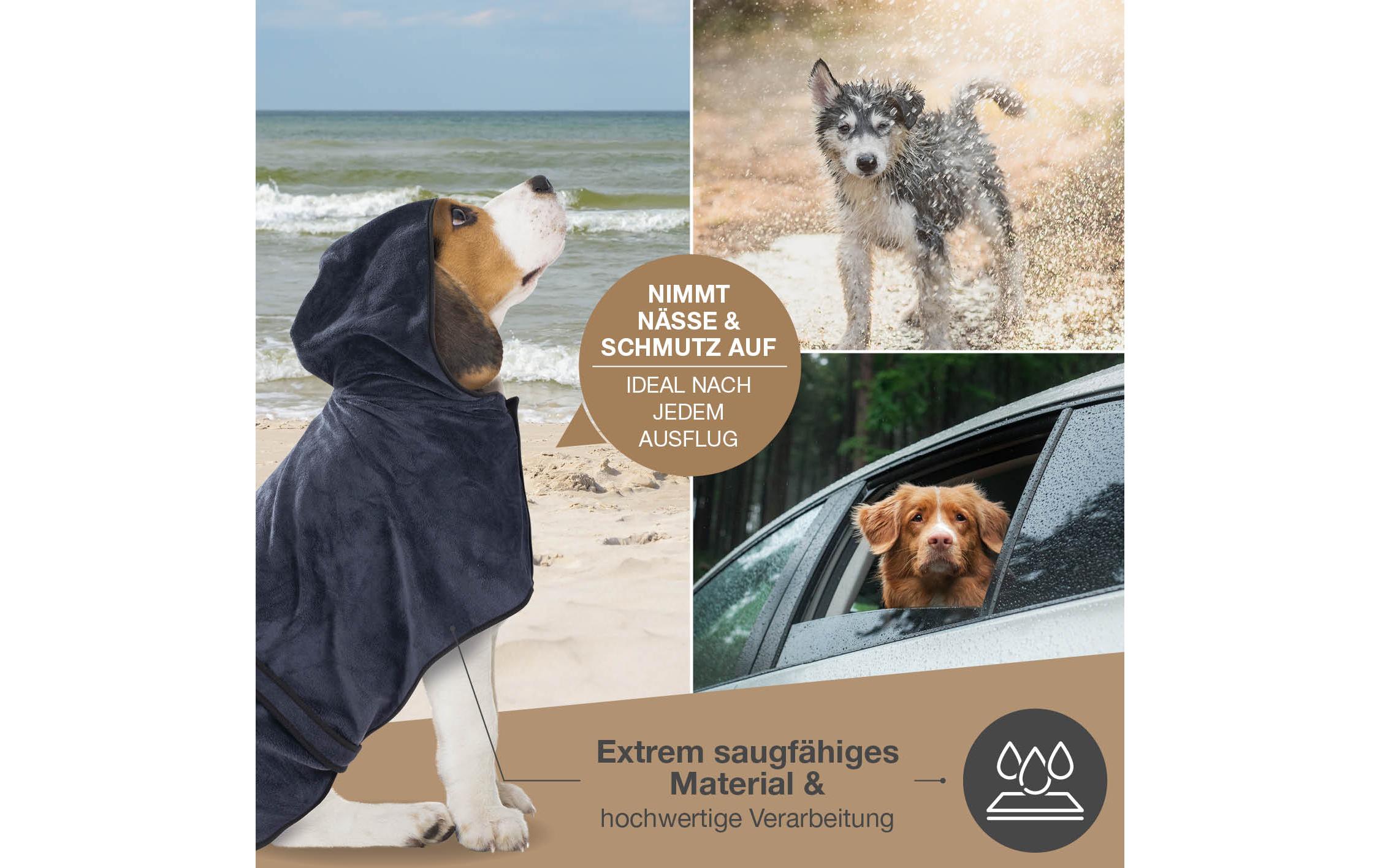 Bademantel Beige / Blau, MHundebademantel